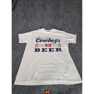 Cowboys & Beer Tshirt Men Sz M Gildan‎ Dry Blend Graphic Print Casual Summer